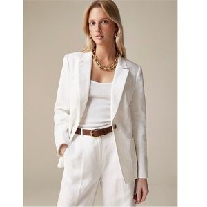 J. Crew Helena Linen Blend Single Breasted Blazer Jacket Minimalist White 22